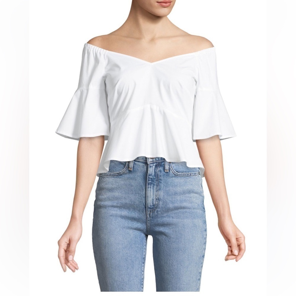 Club Monaco White Flared Sleeve Crop Top